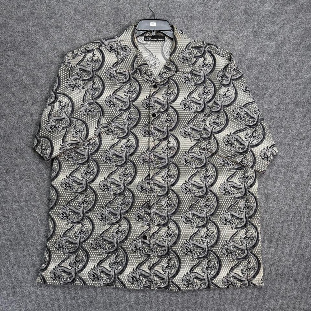 Y2K no boundaries dragon aop button up shirt size large‎